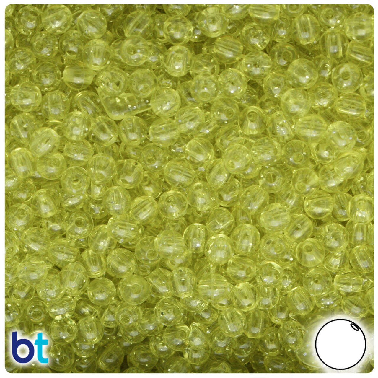 BeadTin Yellow Transparent 5mm Round Plastic Craft Beads (700pcs)